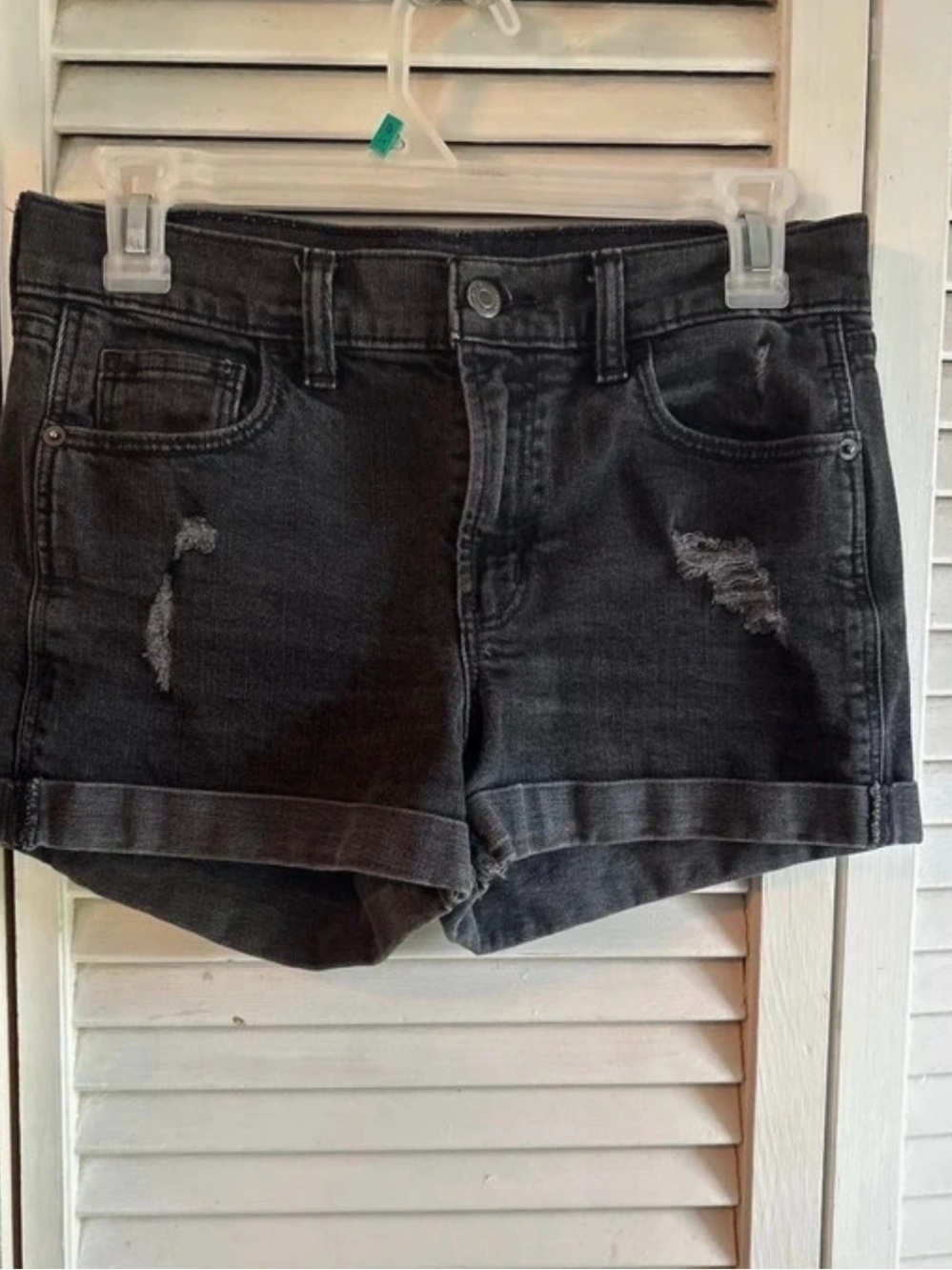 Old Navy Black Distressed Roll-Cuff Denim Shorts